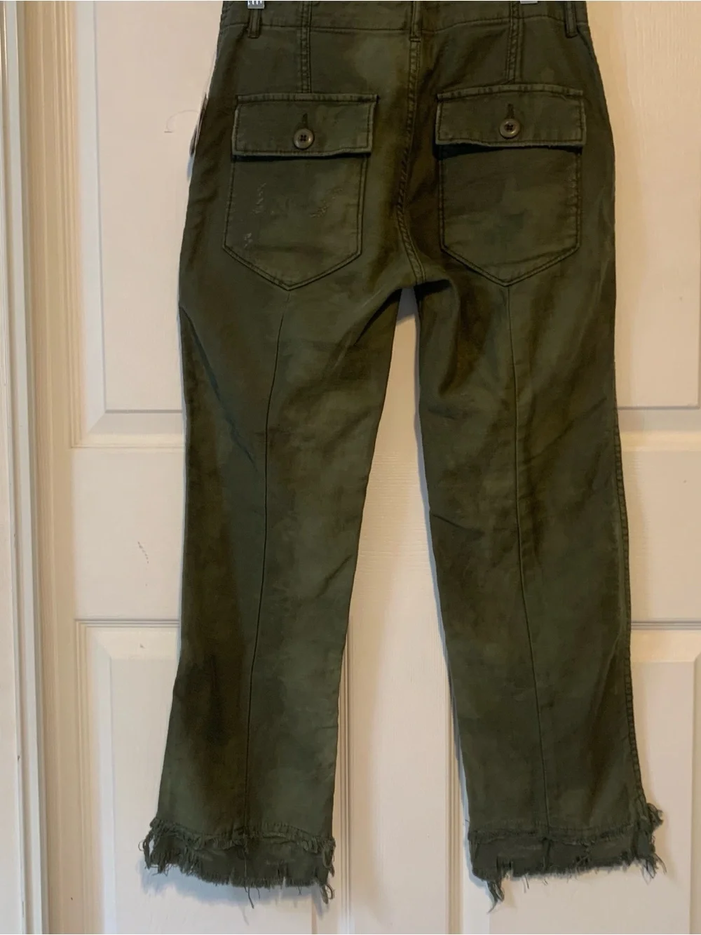 Free People  Olive Cargo Pants with Frayed Hem